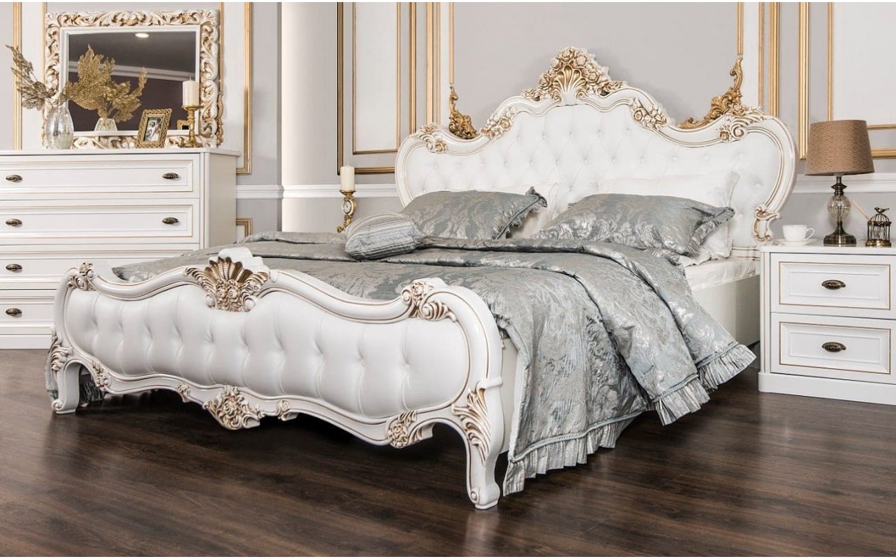 Кровать Натали 1600 с мягким изголовьем из экокожи