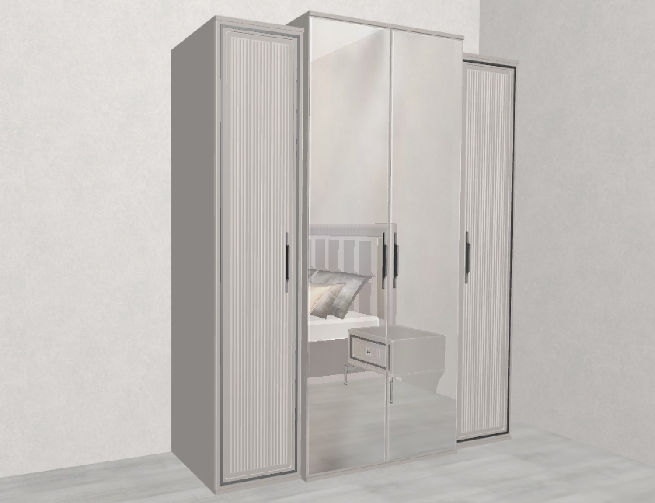 Шкаф Замира 4-дверный серый